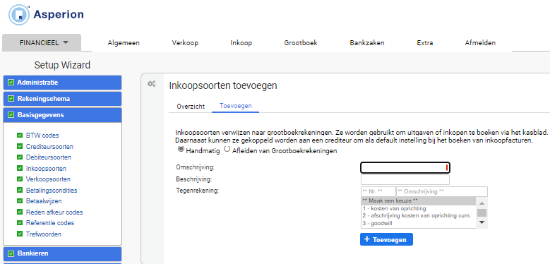 Inkoopsoort Toevoegen