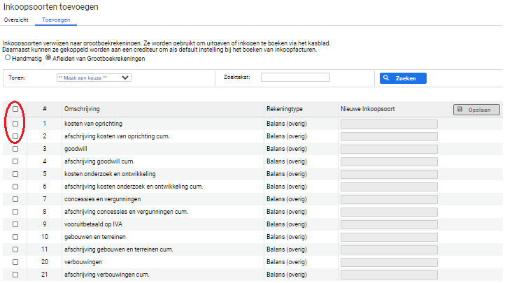 Inkoopsoort Toevoegen Uit Lijst 1