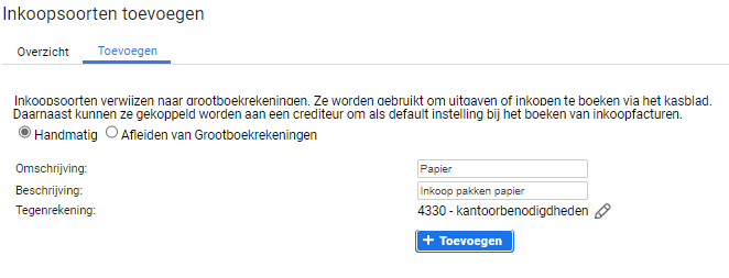 Inkoopsoort Toevoegen Handmatig