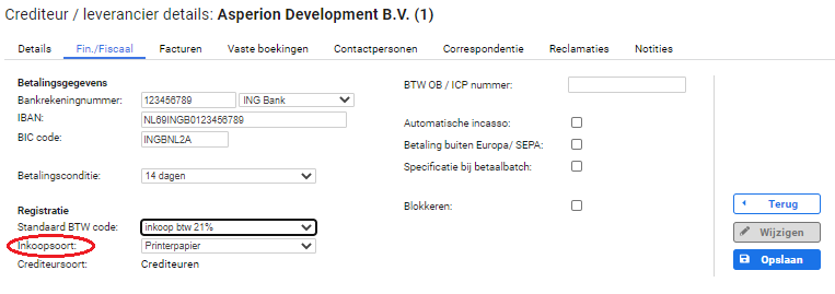 Inkoopsoort Crediteur