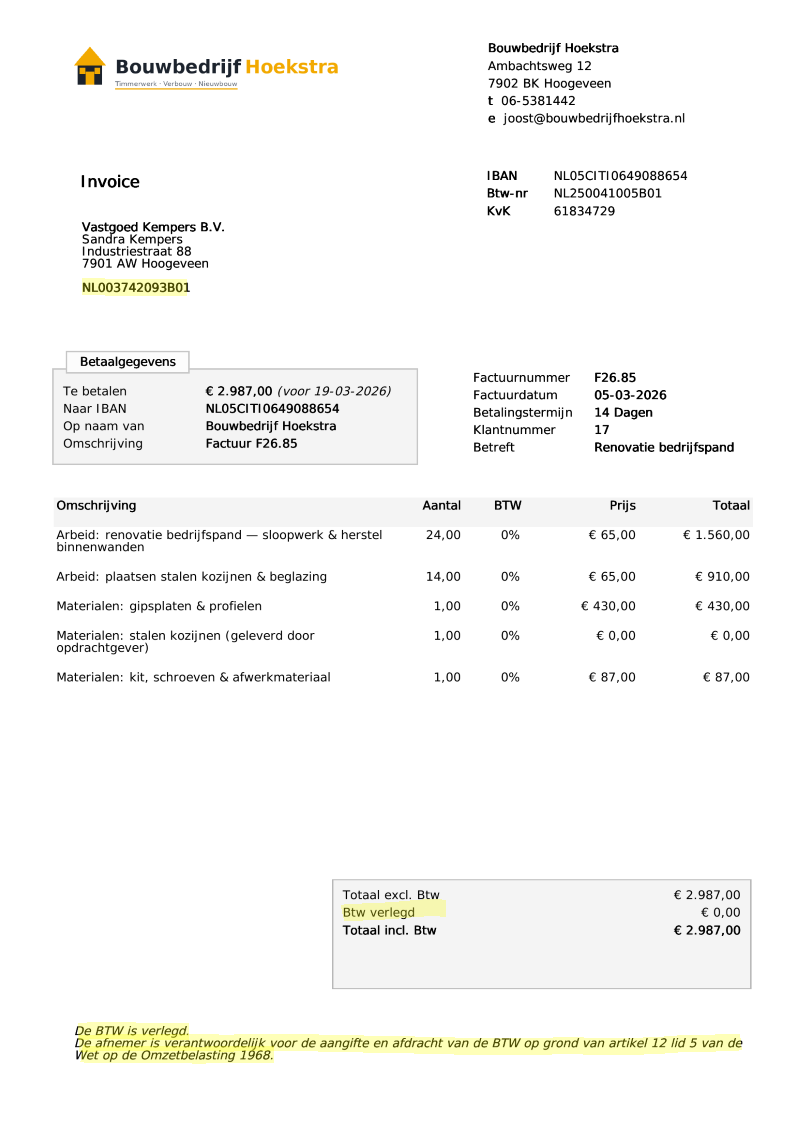 Voorbeeld Factuur -BTW-verlegd -small
