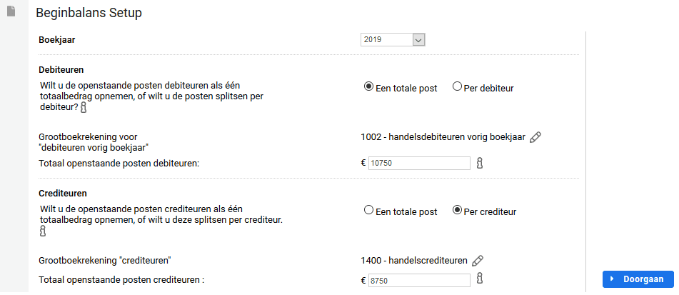 Beginbalans Setup Openstaande Posten 2019