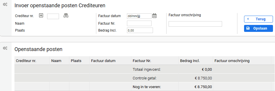 Invoer Openstaande Posten Crediteuren 2019