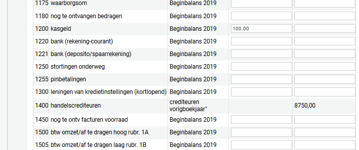 Invoer Openstaande Posten Grootboek 2019