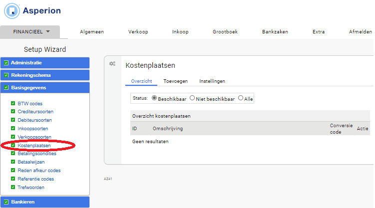 Kostenplaats Toevoegen