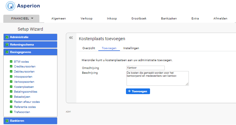 Kostenplaats Toevoegen 1