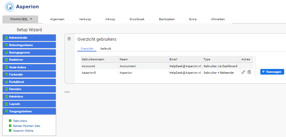 Toegangsbeheer Menu Setup Wizard