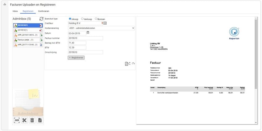 Adm Inbox - Registreren