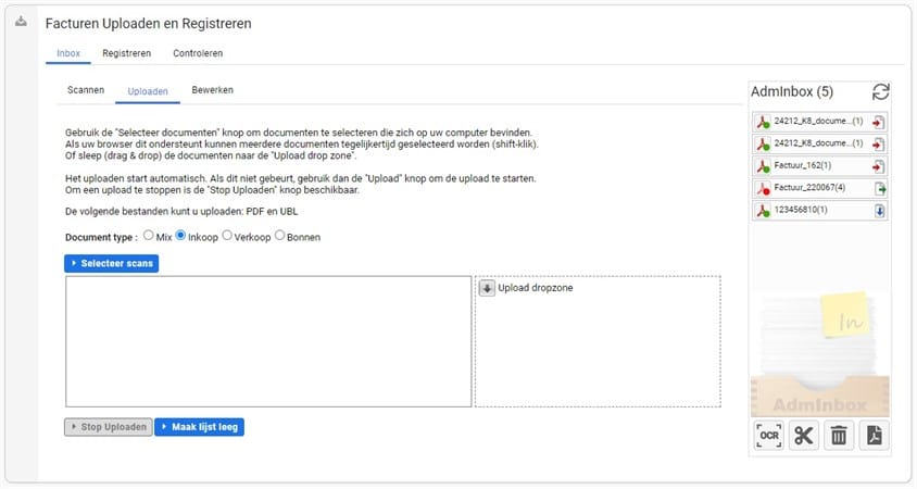 AdmInbox - Uploaden
