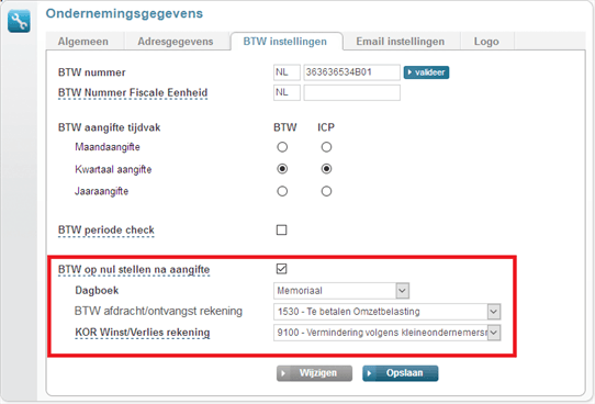 Administratie -Onderneming -BTW TAB-BTW Op Nul Stellen