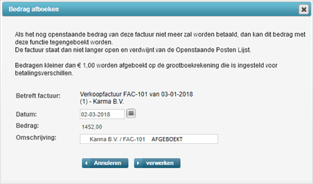 Bedrag Afboeken Modal