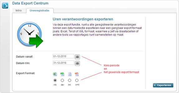 Data Export -urenregistratie