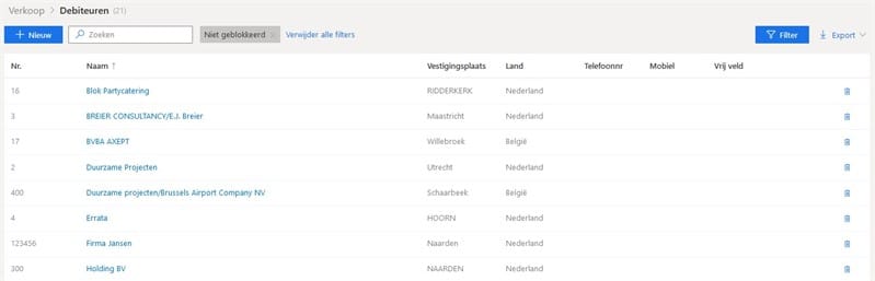 Debiteuren Overzicht
