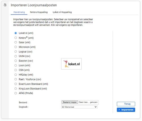 Importeren Loonjournaalpost