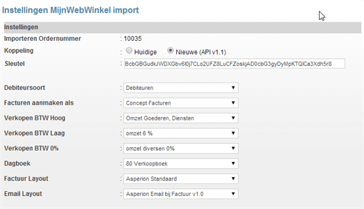 Mijnwebwinkel Settings