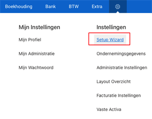 Setupwizard Menukeuze