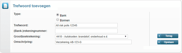 Trefwoorden Bank Toevoegen