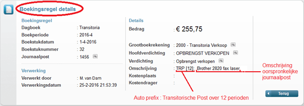 TRP Boekingsregel