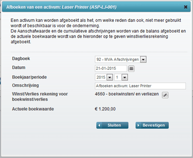VA Afboeken Modal