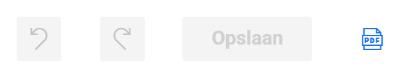 De knoppen Terugdraaien, Opnieuw, Opslaan en Voorbeeld rechtsboven, alle vier grijs omdat er geen wijzigingen openstaan