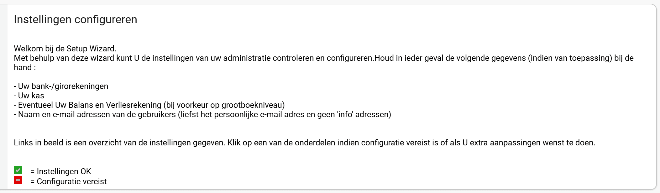Het overzicht van mutatietypen met per type een omschrijving en de gekoppelde grootboekrekening